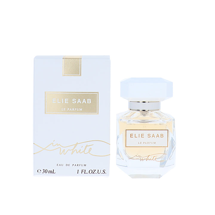 Elie Saab perfume bottle and packaging on a white background
