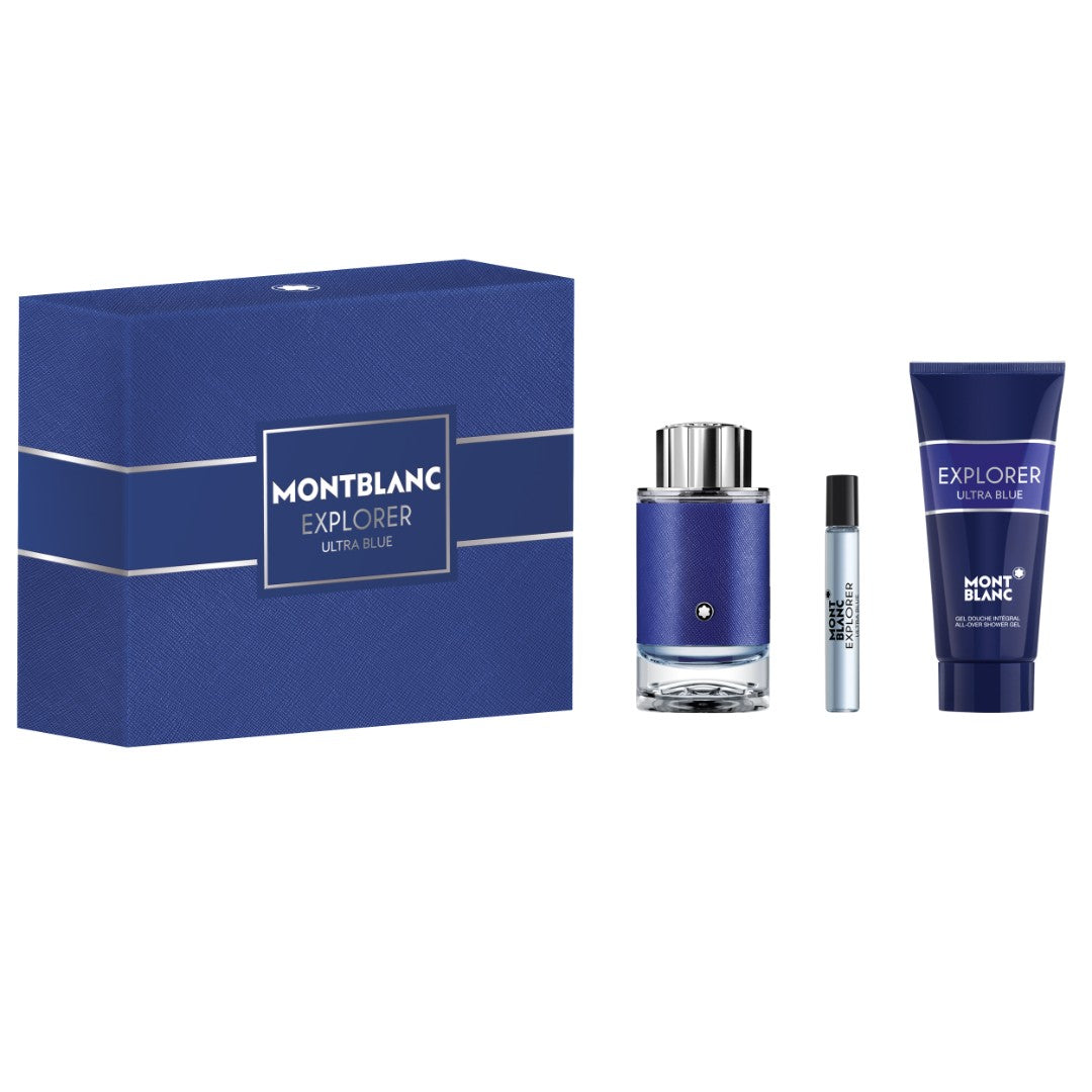 Image showing what you will get when you purchase Explorer Ultra Blue 3Pc Set   Edp 100Ml + Deo Stick + Travel Spray 7.5Ml