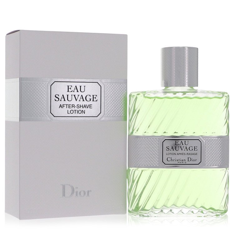 image showing the bottle and packaging for Eau Sauvage Cologne By Christian Dior After Shave 100ml