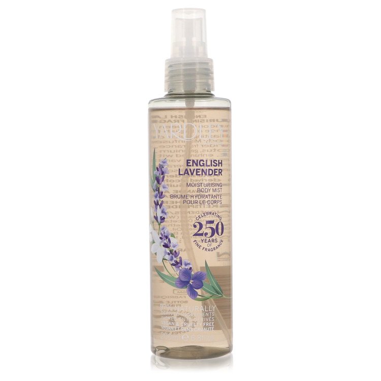 image showing the bottle and packaging for English Lavender Perfume By Yardley London Body Mist 200ml