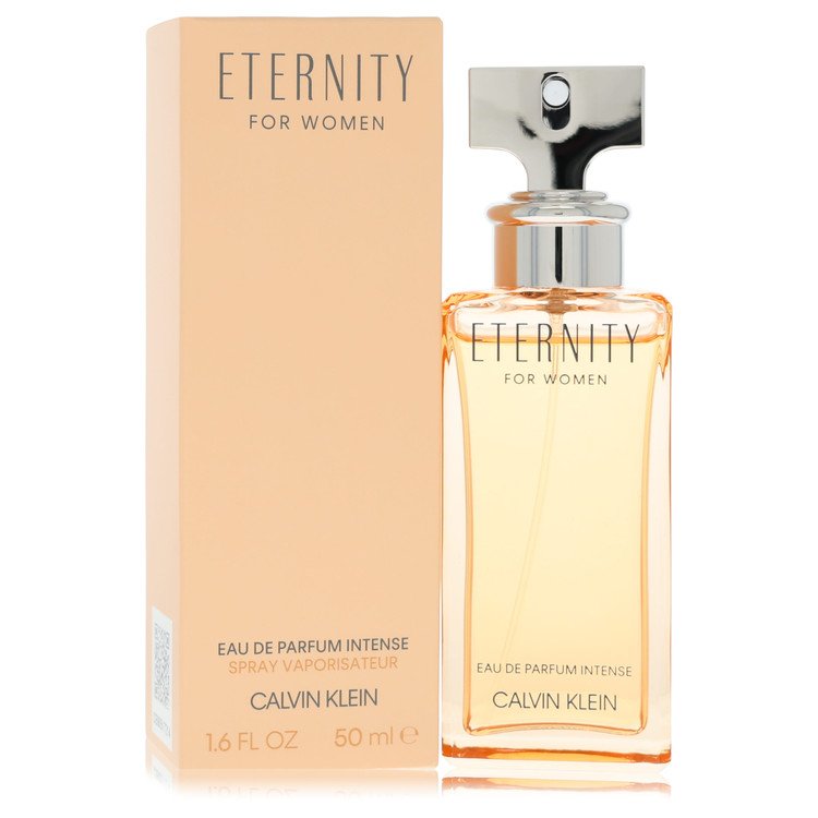 image showing the bottle and packaging for Eternity Intense Cologne By Calvin Klein Eau De Parfum Spray 50ml