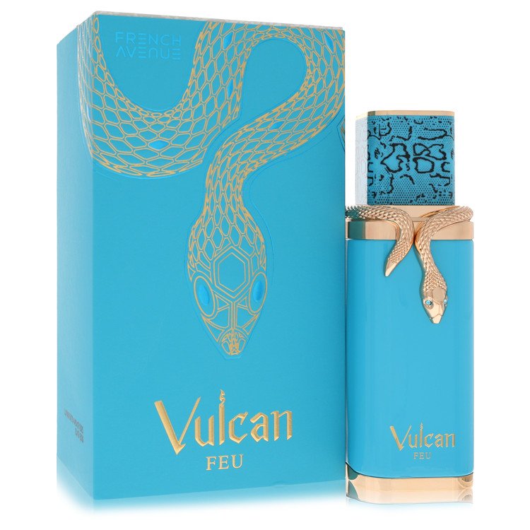 image showing the bottle and packaging for Fragrance World Vulcan Feu Perfume By Fragrance World Eau De Parfum Spray (Unisex) 100ml