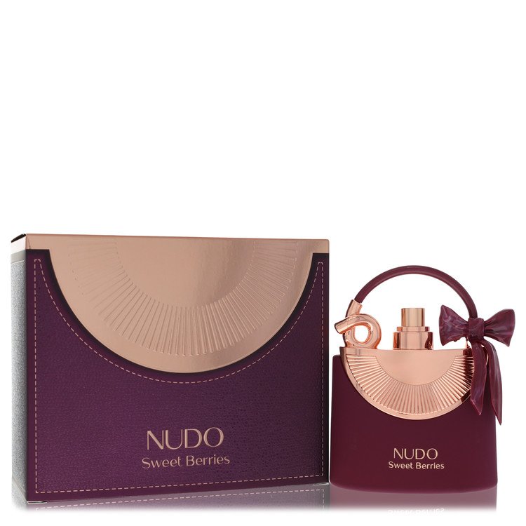 image showing the bottle and packaging for Fragrance World Nudo Sweet Berries Perfume By Fragrance World Eau De Parfum Spray (Unisex) 100ml