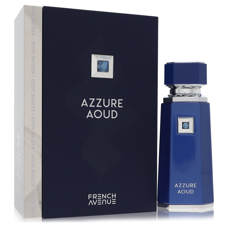 image showing the bottle and packaging for Fragrance World Azzure Aoud Cologne By Fragrance World Eau De Parfum Spray 100ml