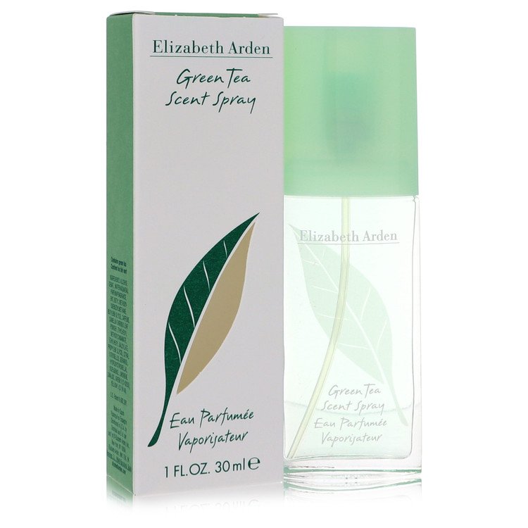 image showing the bottle and packaging for Green Tea Perfume By Elizabeth Arden Eau De Parfum Spray 30ml