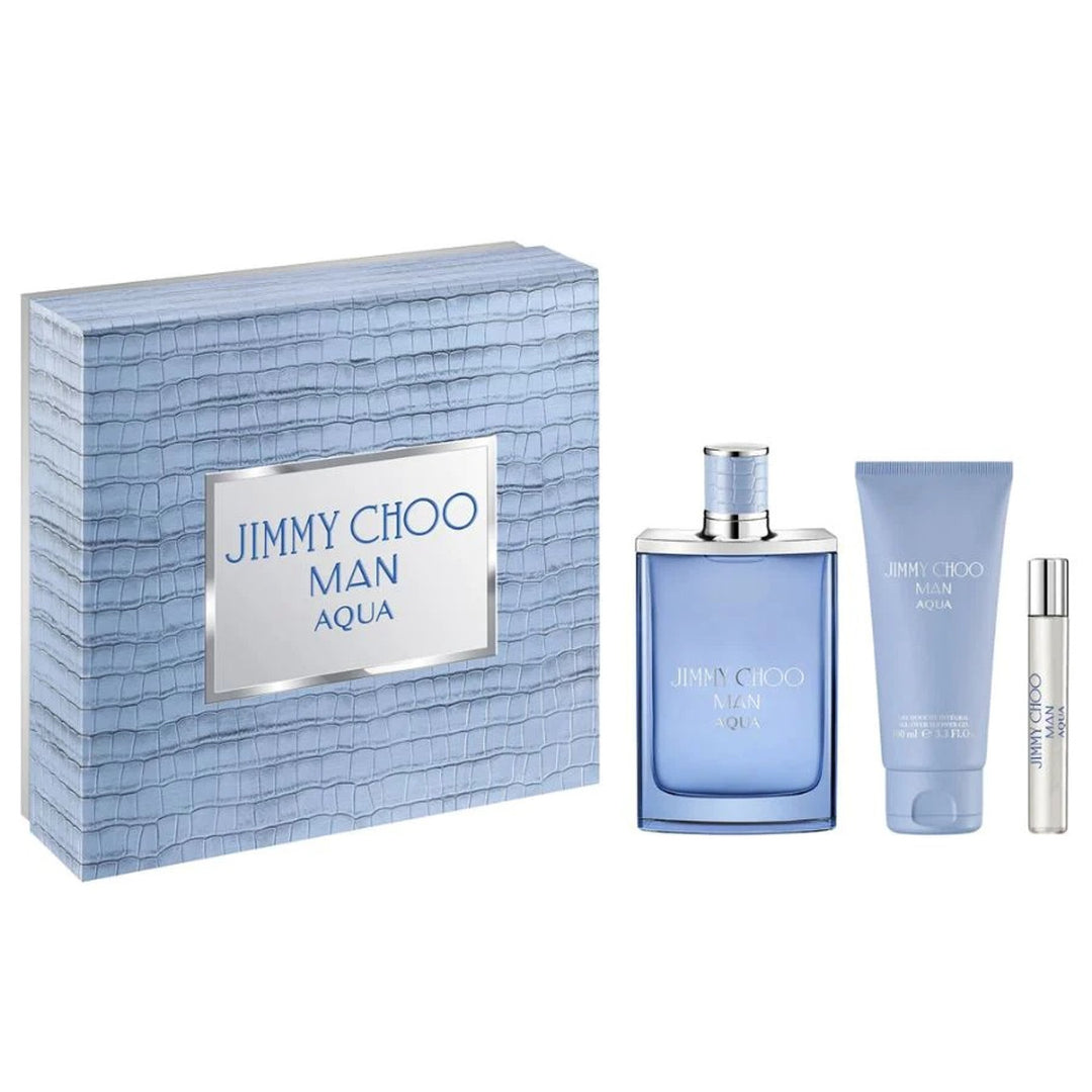 Image showing what you will get when you purchase Man Aqua Set   Edt 100Ml + Travel Mini 7.5Ml + Shower Gel 100Ml