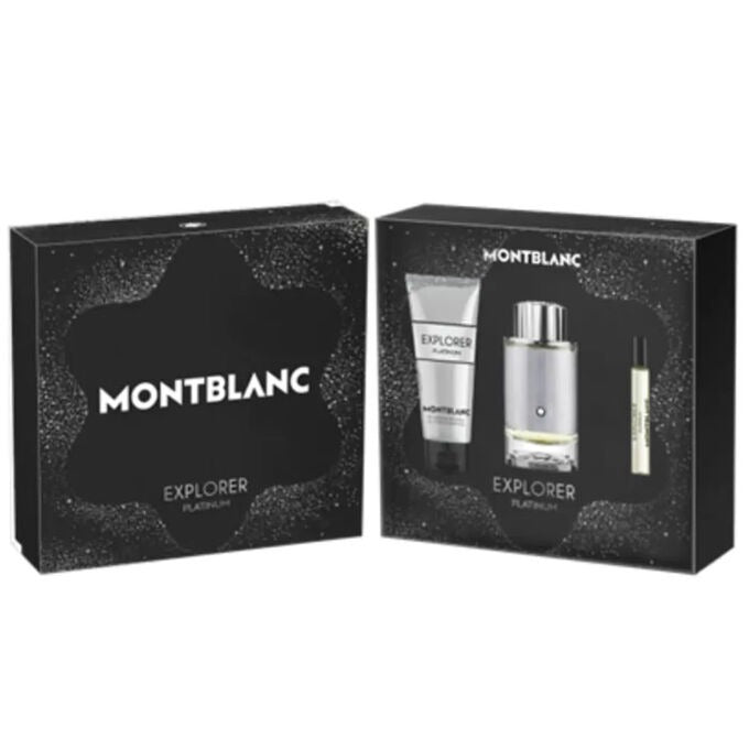Image showing what you will get when you purchase Explorer Platinum 3Pc Set   Edp 100Ml + Edp Travel Spray 7.5Ml + Shower Gel 100Ml
