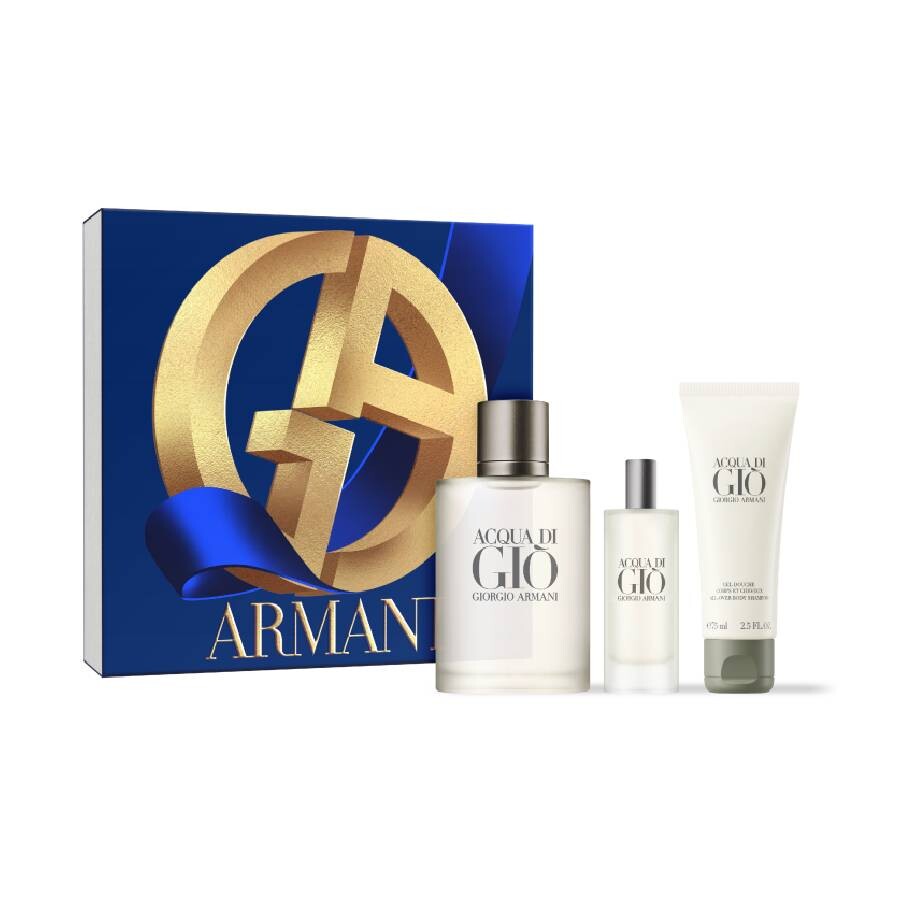 Acqua Di Gio 3Pc Men Gift Set   100Ml Edt + 15Ml Edt + 75Ml Shower Gel Gift Set
