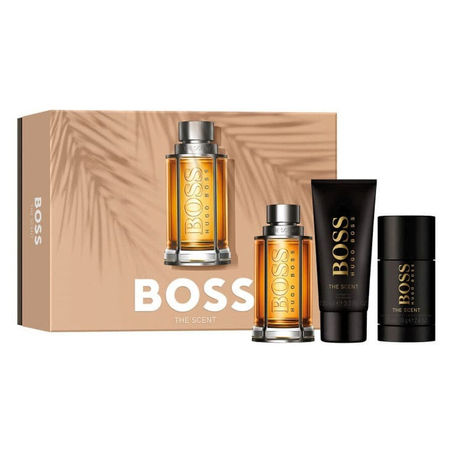 Image showing what you will get when you purchase The Scent 3Pc Men Gift Set   100Ml Edt + 75G Deodorant Stick + 100Ml Shower Gel