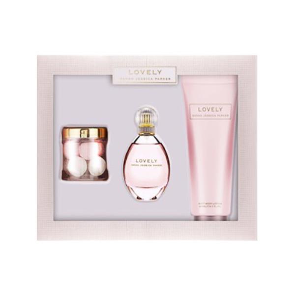 Image showing what you will get when you purchase Lovely 3Pc Set    Edp + 200Ml Body Lotion + 100G Bath Pearls