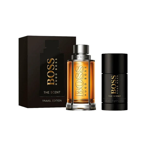 image showing the bottle and packaging for HUGO BOSS THE SCENT 2PC (100ML) EDT set