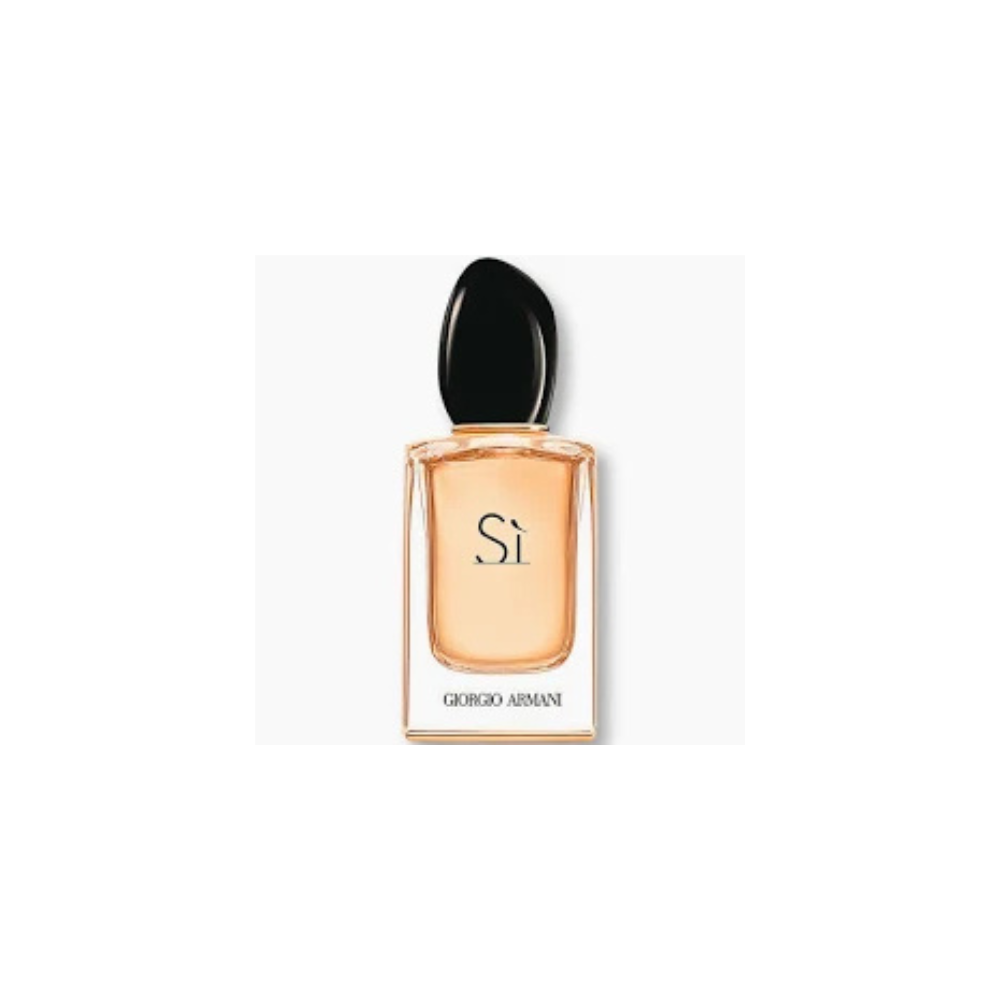 Perfume bottle with black cap on a white background
