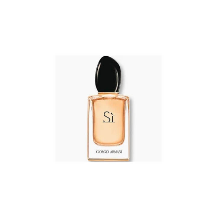 Perfume bottle with black cap on a white background