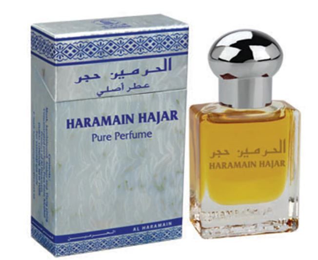 image showing the bottle and packaging for Al Haramain Hajar Cologne By Al Haramain Eau De Parfum Spray 15ml
