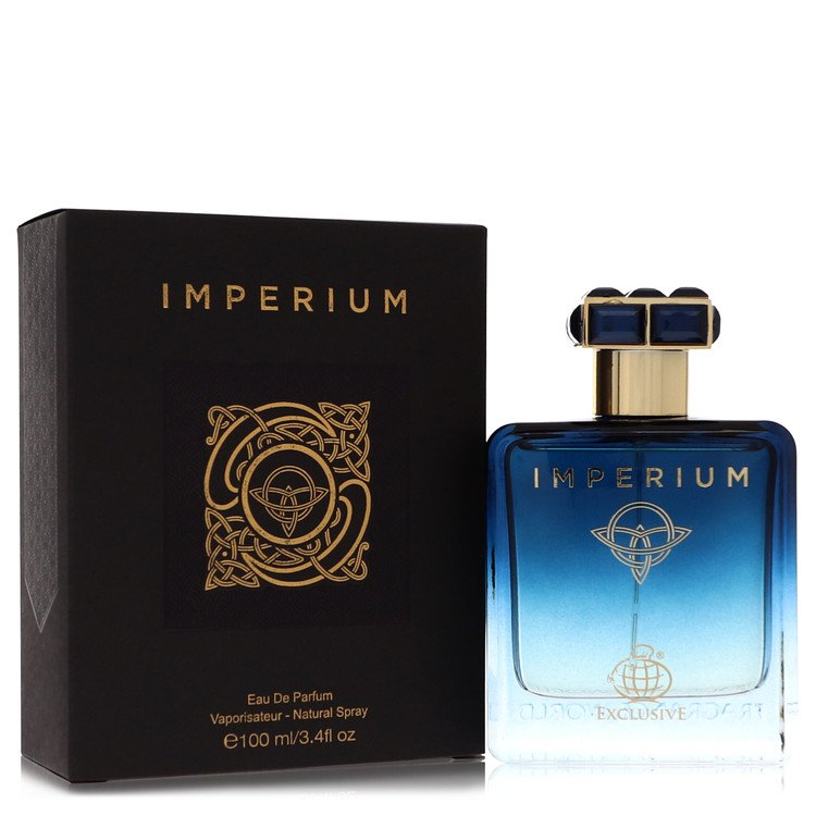 image showing the bottle and packaging for Imperium Cologne By Fragrance World Eau De Parfum Spray (Unisex) 100ml