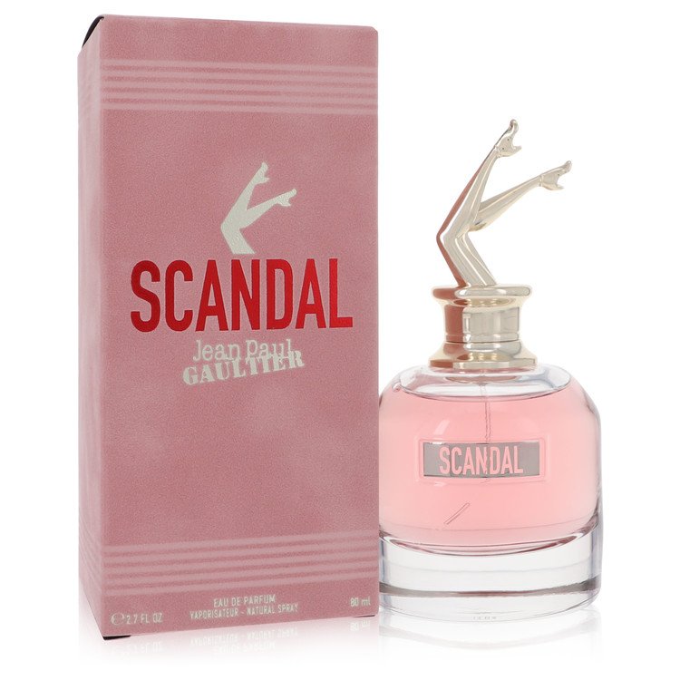 Scandal perfume bottle and packaging by Jean Paul Gaultier on a white background