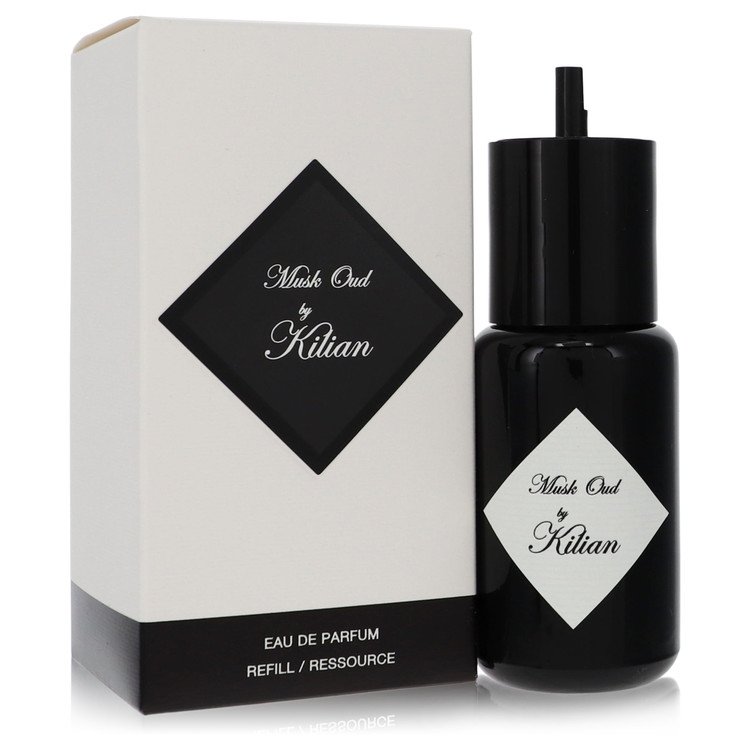 image showing the bottle and packaging for Musk Oud by Kilian Eau De Parfum Refill 50ml