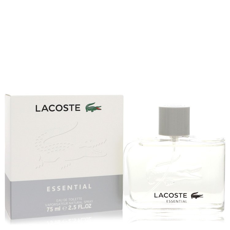 Lacoste Essential perfume bottle and packaging on a white background