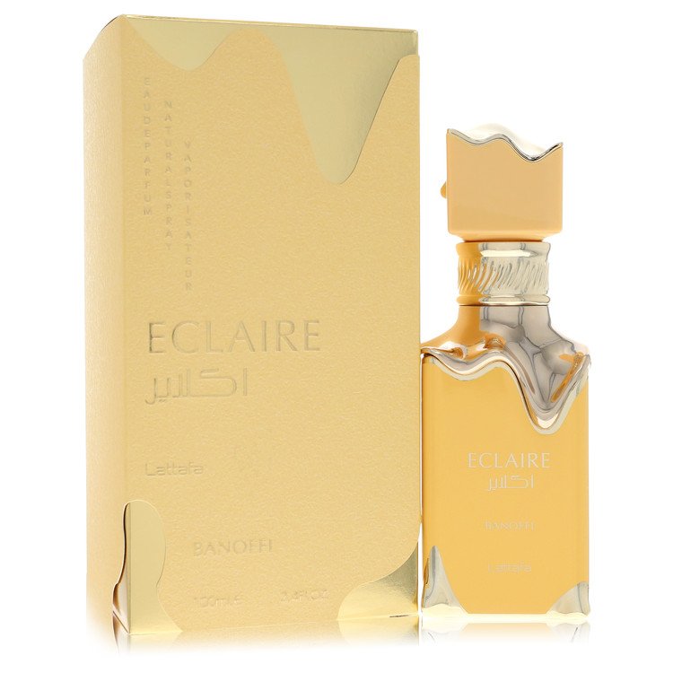 image showing the bottle and packaging for Lattafa Eclaire Banoffi Cologne By Lattafa Eau De Parfum Spray (Unisex) 100ml