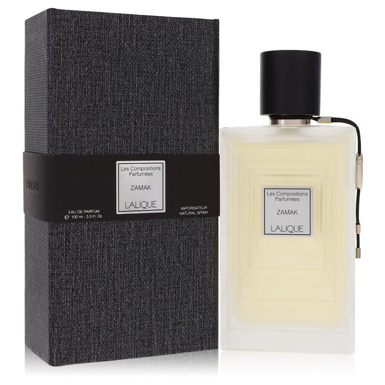 image showing the bottle and packaging for Les Compositions Parfumees Zamac Perfume by Lalique Eau De Parfum Spray  100ml