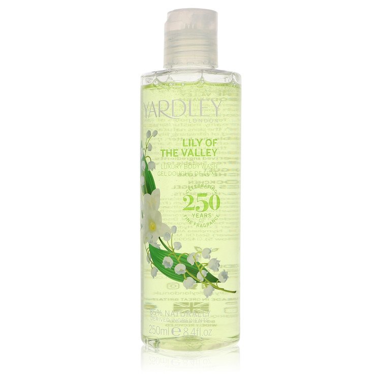 image showing the bottle and packaging for Lily Of The Valley Yardley Perfume By Yardley London Shower Gel 250ml