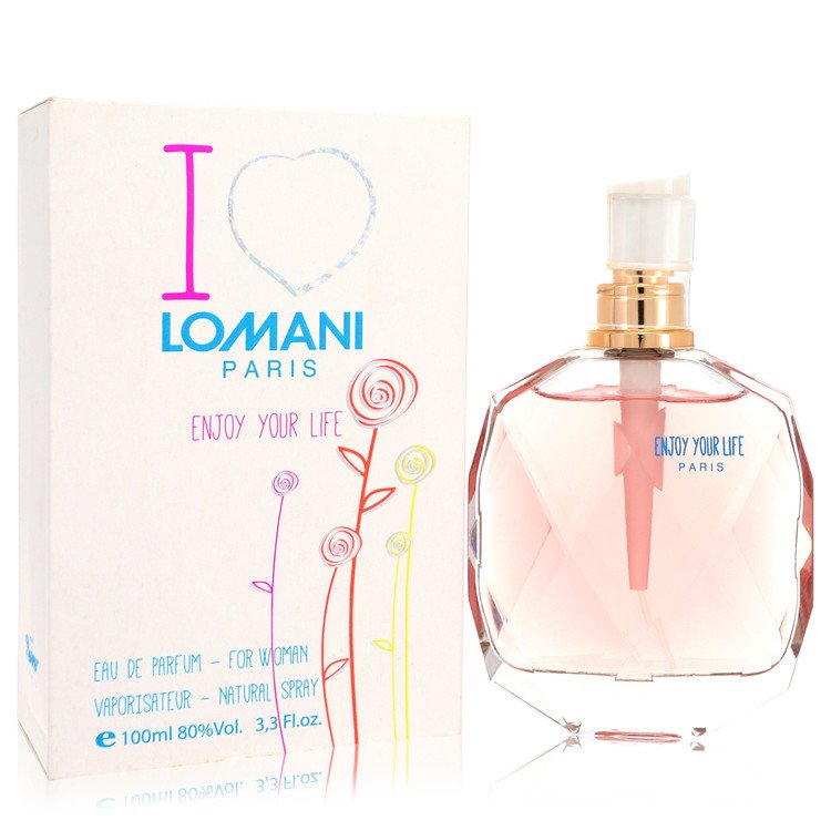 image showing the bottle and packaging for Lomani Enjoy Your Life Perfume By Lomani Eau De Parfum Spray 100ml