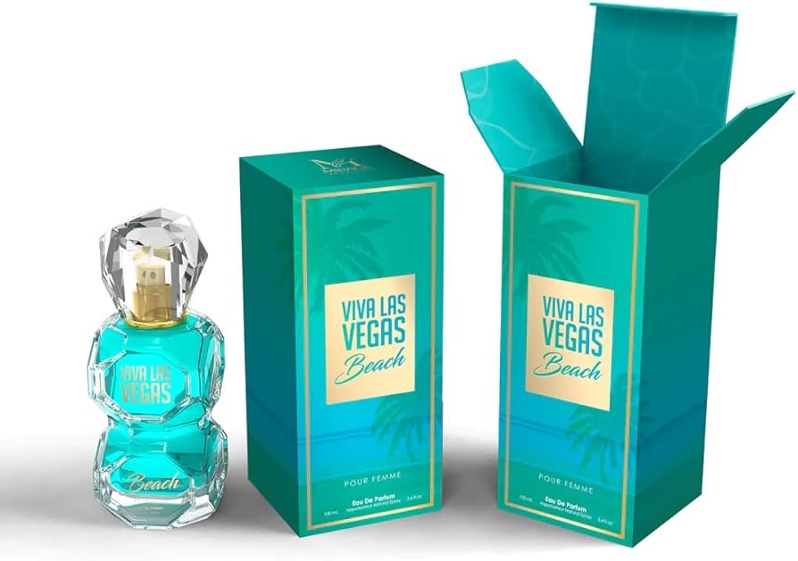 Viva Las Vegas Beach perfume bottle and packaging on a white background