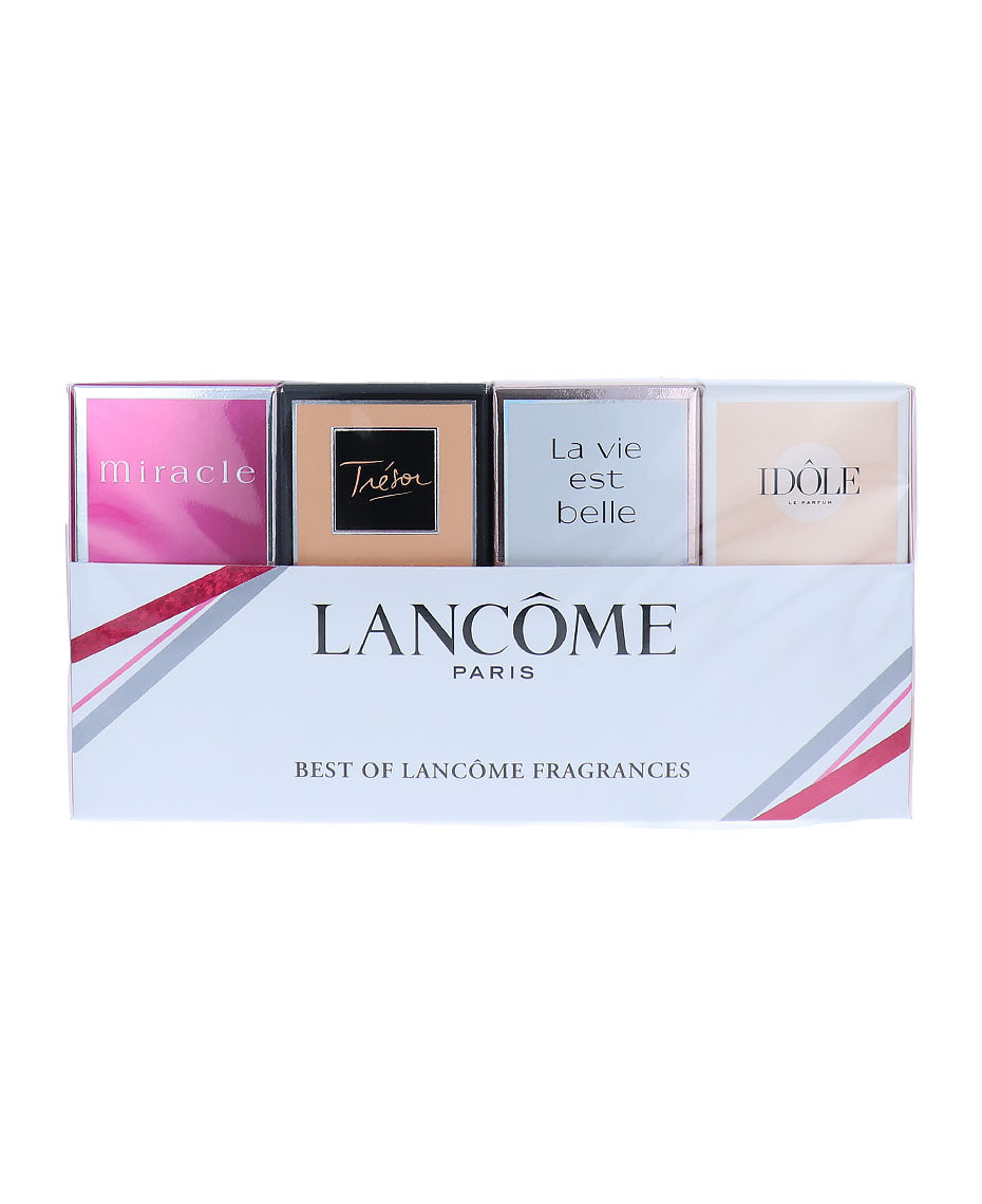 Lancème perfume set with four bottles on a white background