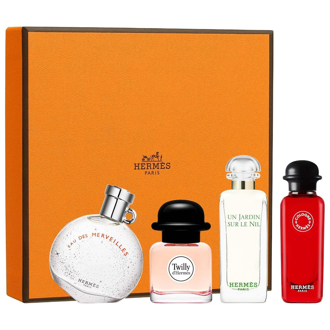 Image showing what you will get when you purchase Hermes 4Pc Mini Set (7.5Ml)