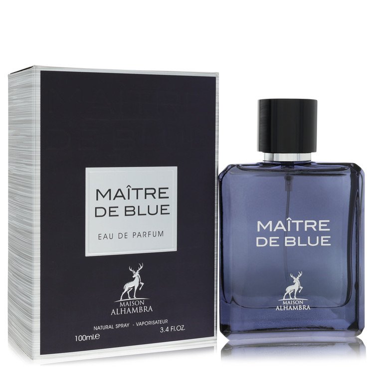 image showing the bottle and packaging for Maison Alhambra Maitre De Blue Cologne by Maison Alhambra Eau De Parfum Spray 100ml