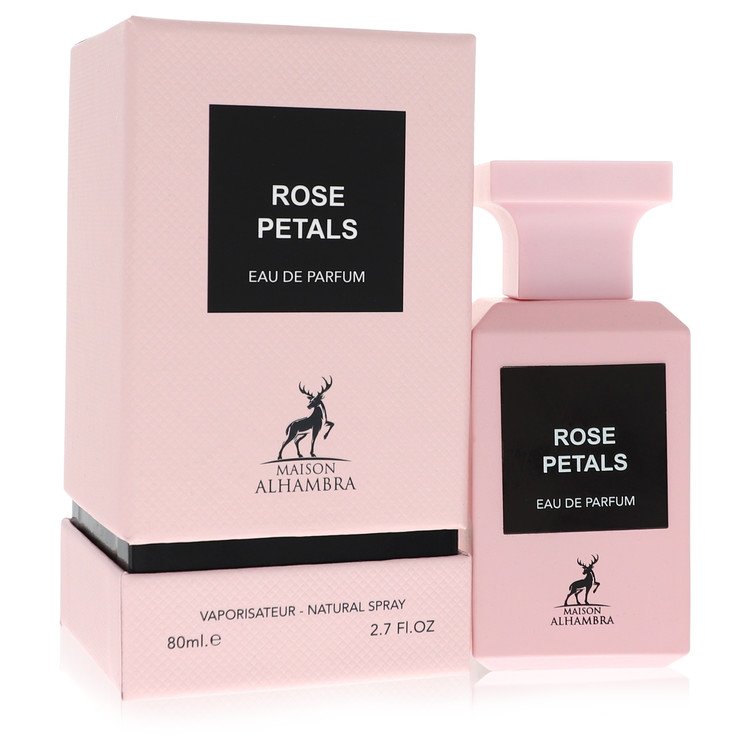 Maison Alhambra Rose Petals Eau de Parfum packaging on a white background