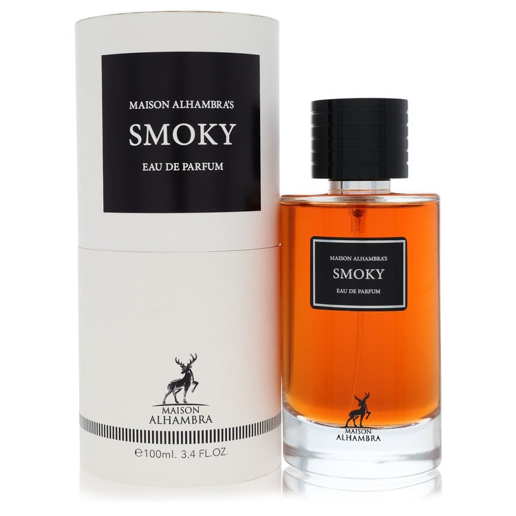 image showing the bottle and packaging for Maison Alhambra Smoky Perfume By Maison Alhambra Eau De Parfum Spray (Unisex) 100ml
