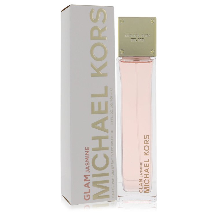 image showing the bottle and packaging for Michael Kors Glam Jasmine Perfume By Michael Kors Eau De Parfum Spray 100ml