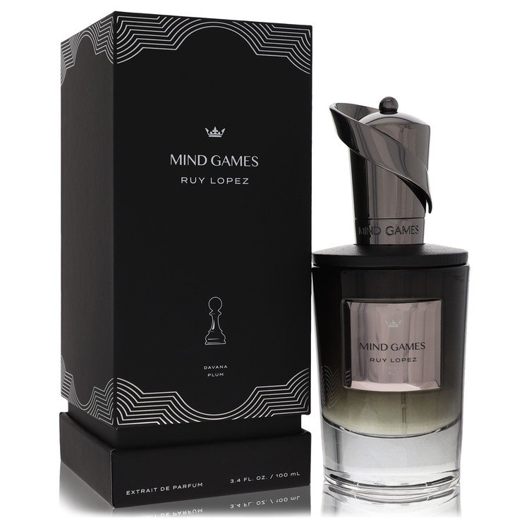 image showing the bottle and packaging for Mind Games Ruy Lopez Cologne by Mind Games Extrait De Parfum Spray (Unisex) 100ml