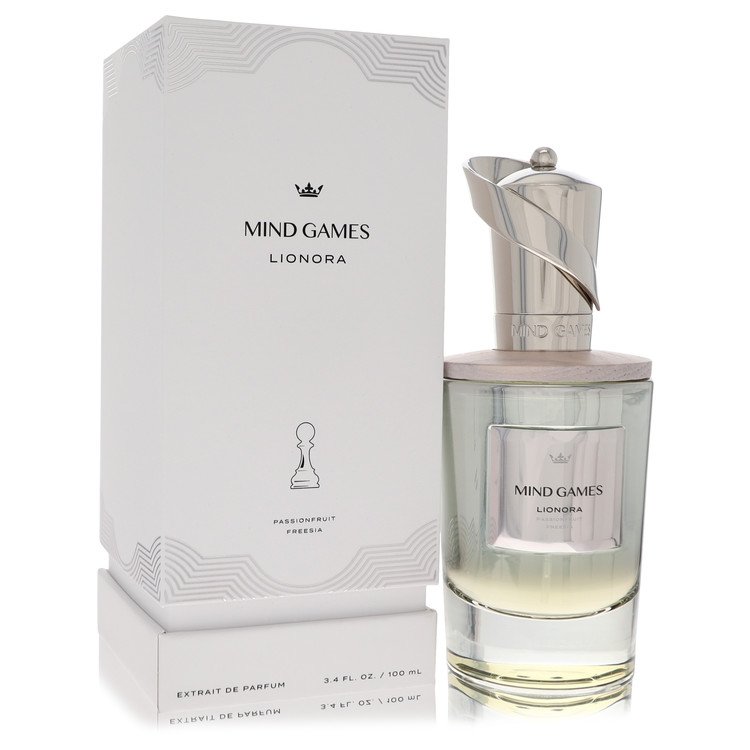 image showing the bottle and packaging for Mind Games Lionora Perfume By Mind Games Extrait De Parfum Spray (Unisex) 100ml