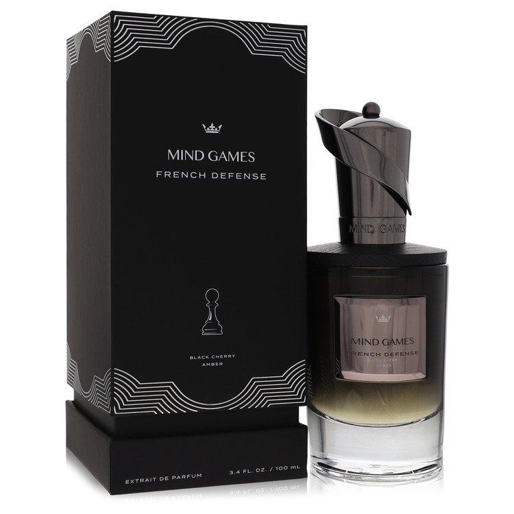 image showing the bottle and packaging for Mind Games French Defense Cologne By Mind Games Extrait De Parfum Spray (Unisex) 100ml