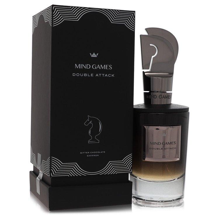 image showing the bottle and packaging for Mind Games Double Attack Cologne By Mind Games Extrait De Parfum Spray (Unisex) 100ml