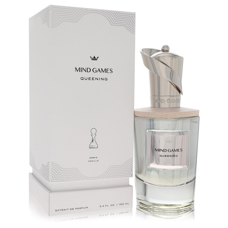 image showing the bottle and packaging for Mind Games Queening Perfume By Mind Games Extrait De Parfum Spray (Unisex) 100ml