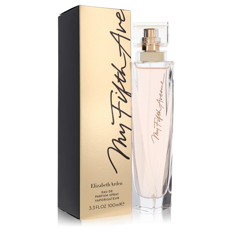 image showing the bottle and packaging for My 5th Avenue Perfume By Elizabeth Arden Eau De Parfum Spray 100ml