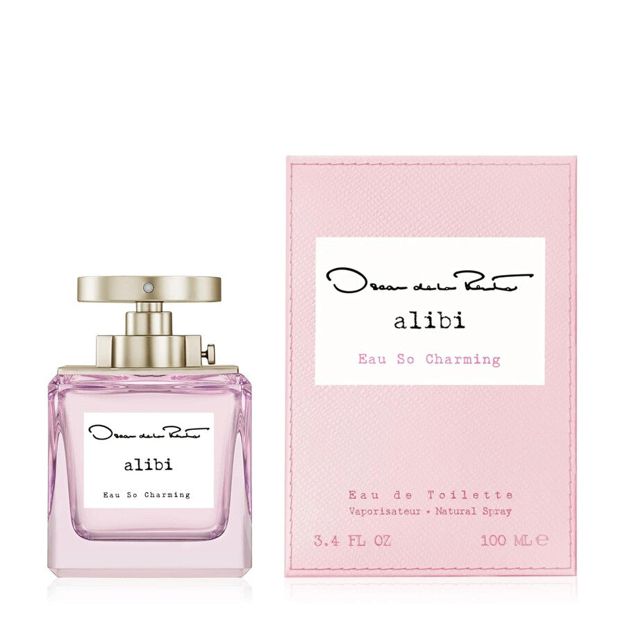image showing the bottle and packaging for OSCAR DE LA RENTA ALIBI POP SO CHARM EDT 100ml