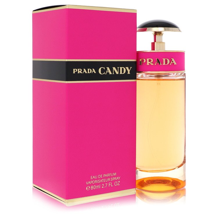Prada Candy perfume bottle and packaging on a white background
