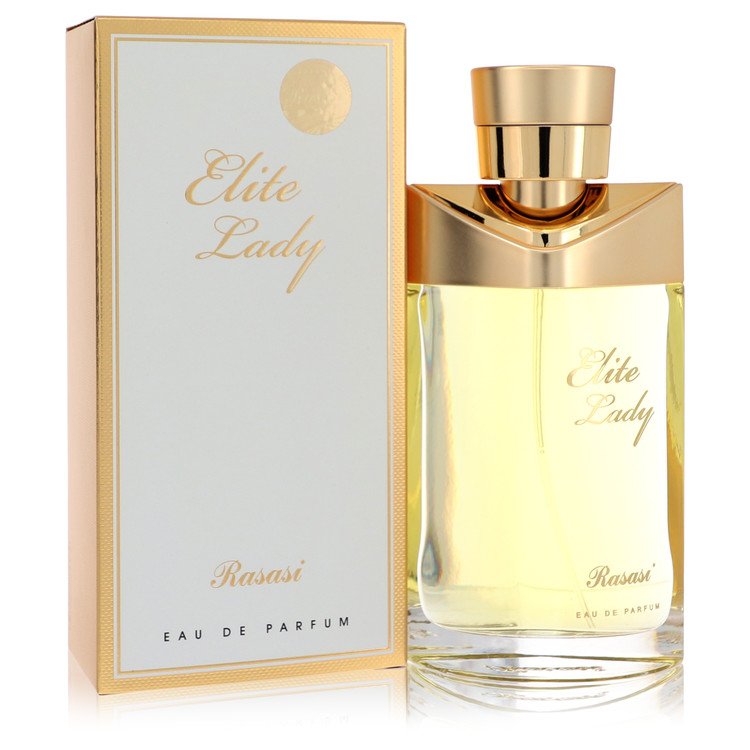 image showing the bottle and packaging for Rasasi Elite Lady Perfume By Rasasi Eau De Parfum Spray 100ml