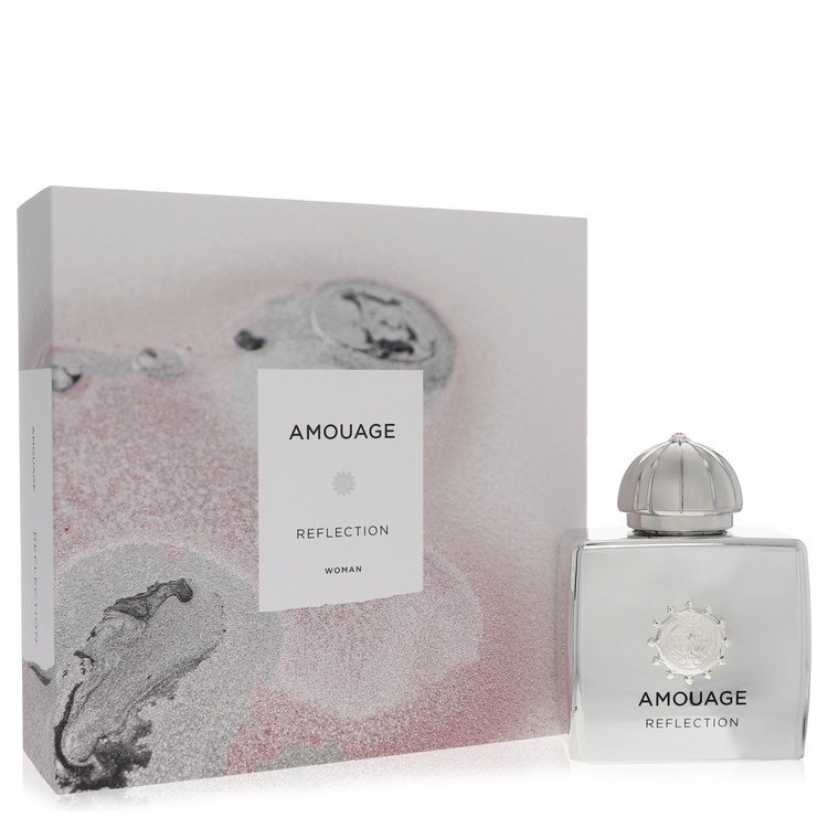 image showing the bottle and packaging for Amouage Reflection Cologne By Amouage Eau De Pafum Spray 100ml