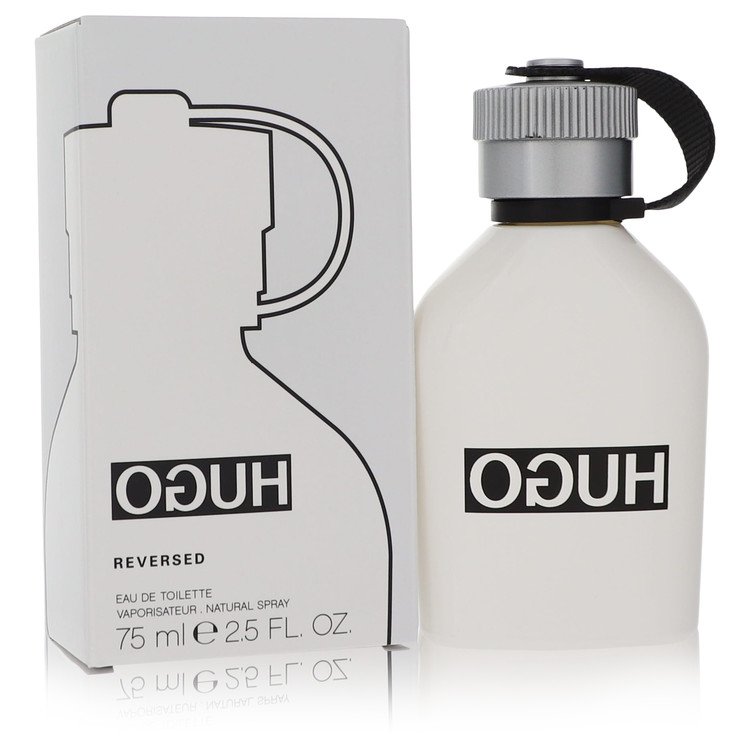 image showing the bottle and packaging for Reversed Cologne by Hugo Boss Eau De Toilette Spray 75ml