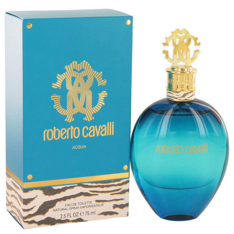 image showing the bottle and packaging for Roberto Cavalli Acqua Perfume By Roberto Cavalli Eau De Toilette Spray 75ml