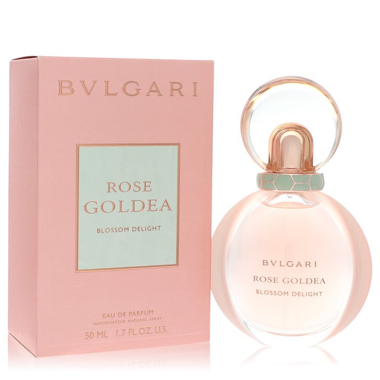 Bulgari Rose Goldea Blossom Delight perfume bottle and packaging on a white background
