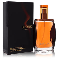 Spark cologne bottle and packaging on a white background