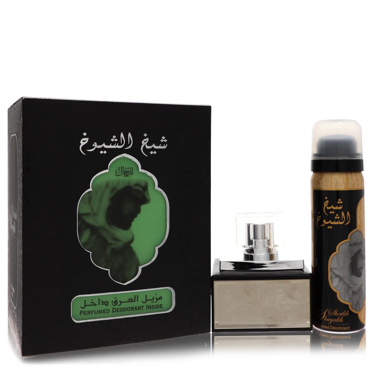 Image showing what you will get when you purchase Lattfa Sheikh Al Shuyukh By Lattafa Eau De Parfum Spray With  1.7 Oz Deodorant Spray 50Ml For Men