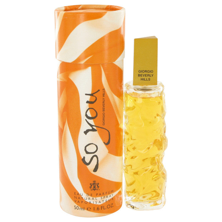 image showing the bottle and packaging for So You Perfume By Giorgio Beverly Hills Eau De Parfum Spray 50ml
