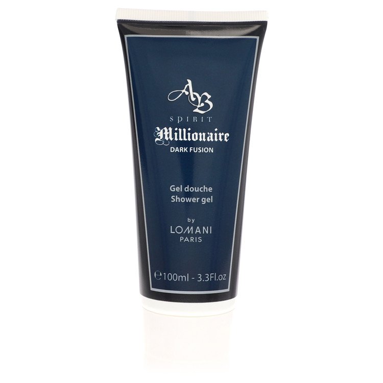 image showing the bottle and packaging for Spirit Millionaire Dark Fusion Cologne by Lomani Shower Gel 100ml